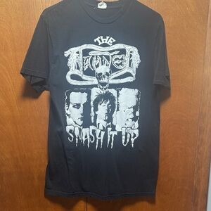 Vintage UK Punk Band The Damned Black Tee - Smash It Up Design